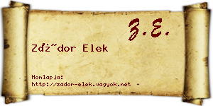 Zádor Elek névjegykártya